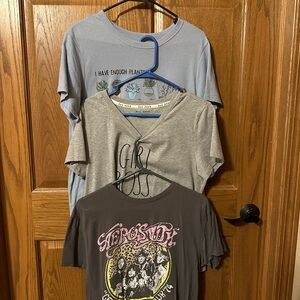 Trendy Women's Graphic Tees - Blue, Gray, Black